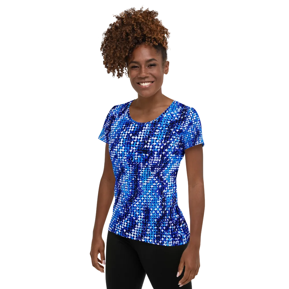 Azure Static on Women's Athletic T-Shirt — Left