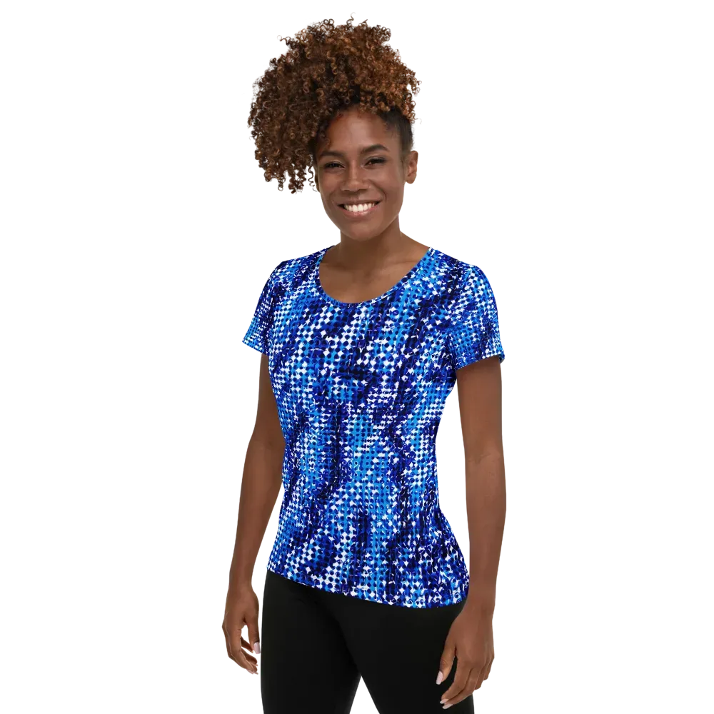 Azure Static on Women's Athletic T-Shirt — Left