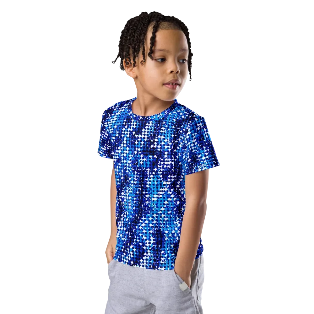 Azure Static on Kids Crew Neck T-Shirt — Left Front
