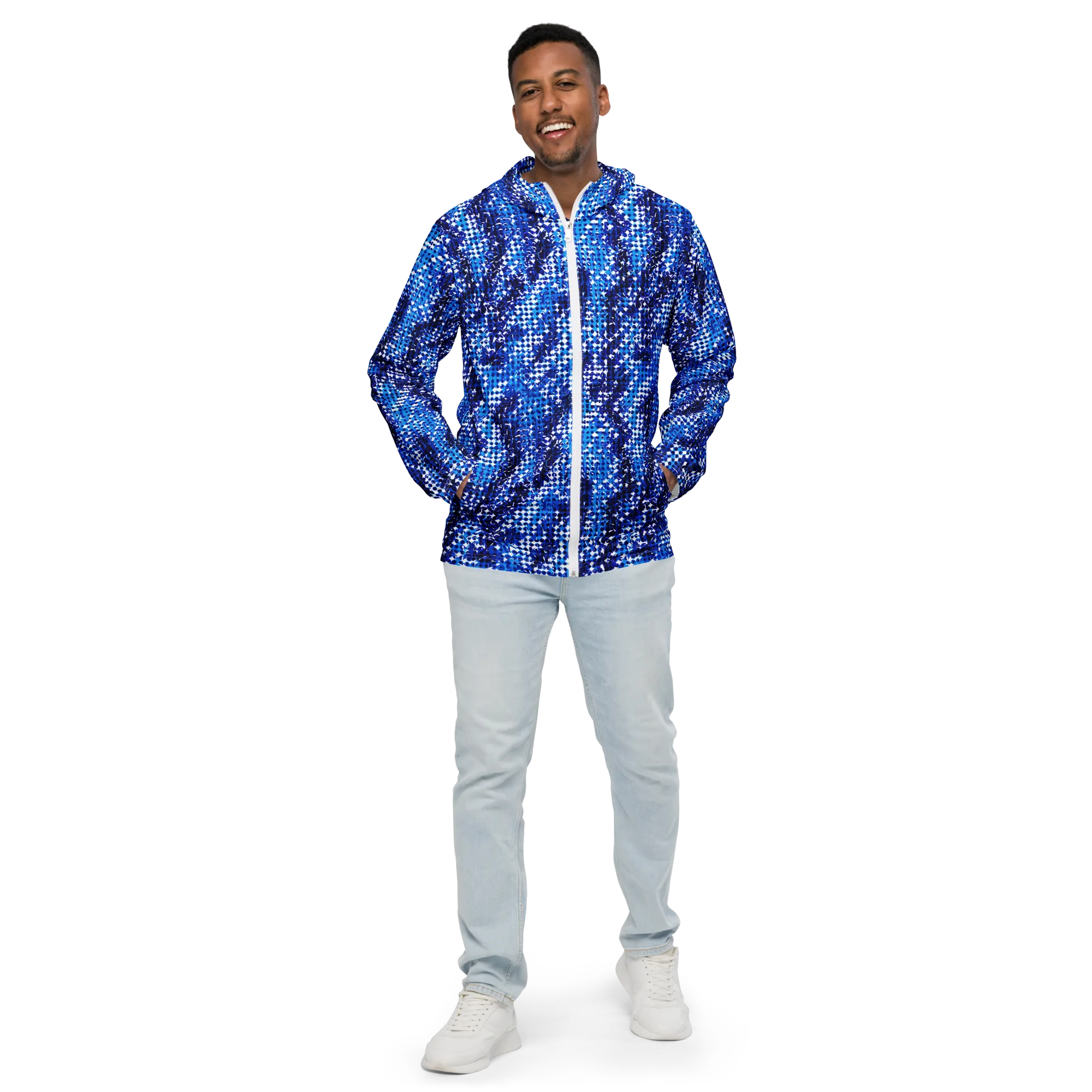 Azure Static on Men's Windbreaker — Front