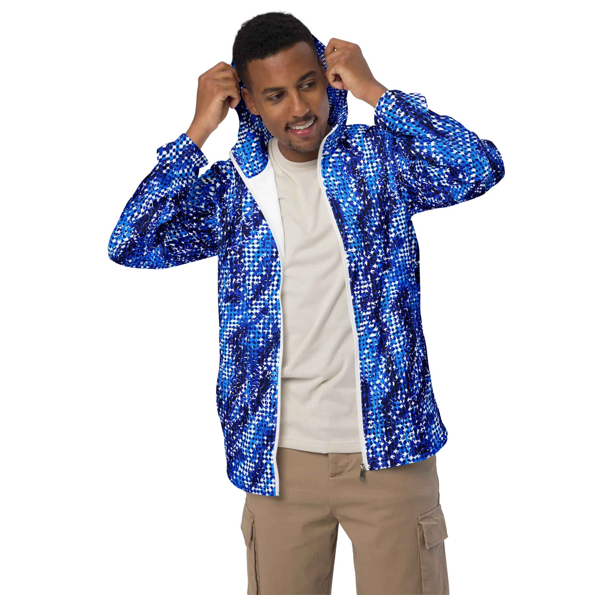 Azure Static on Men's Windbreaker — Front