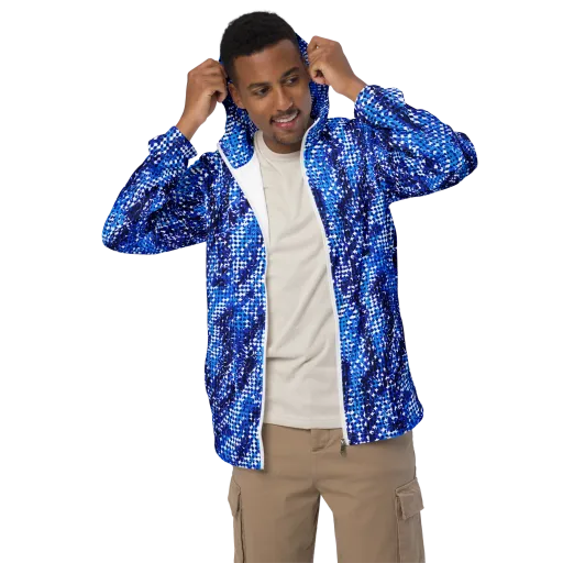 Azure Static on a Men's Windbreaker