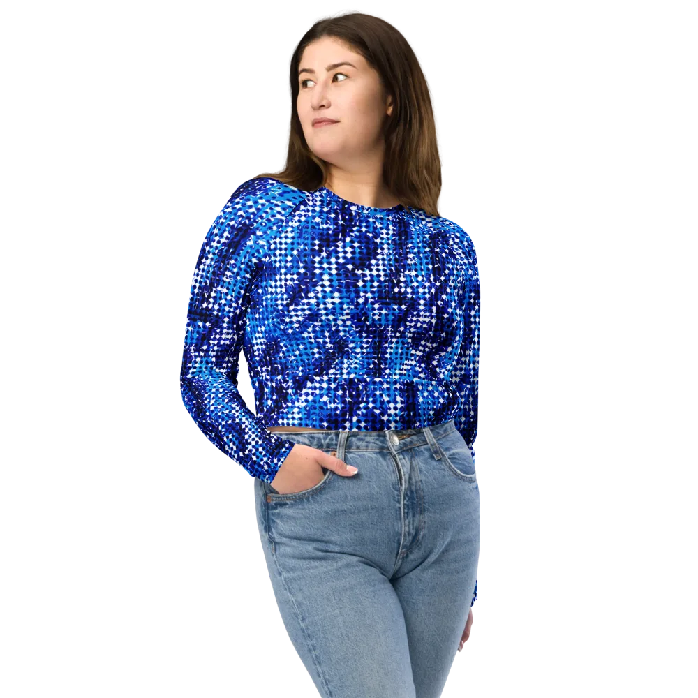 Azure Static on Long Sleeve Crop Top — Front