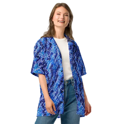 Azure Static on a Button Shirt