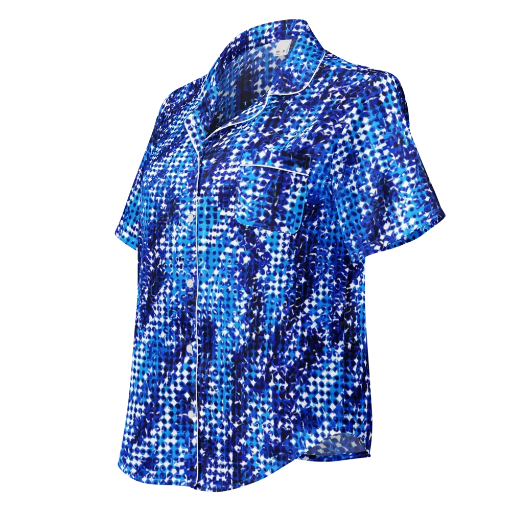 Azure Static on Women's Short Sleeve Pajama Top — Left Front