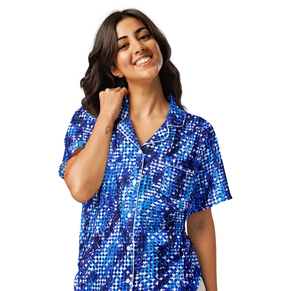 Azure Static on Women's Short Sleeve Pajama Top — Front
