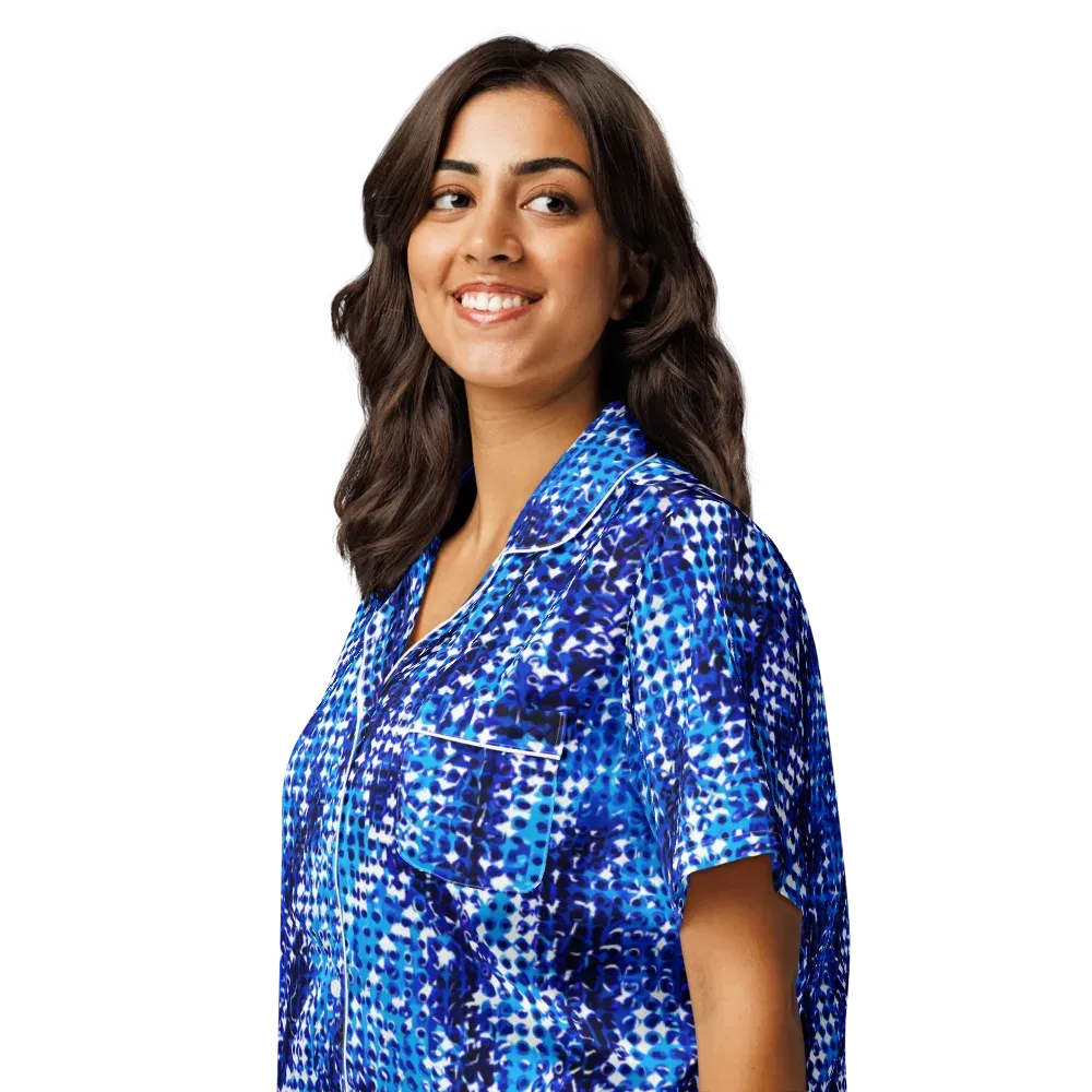 Azure Static on Women's Short Sleeve Pajama Top — Left Front