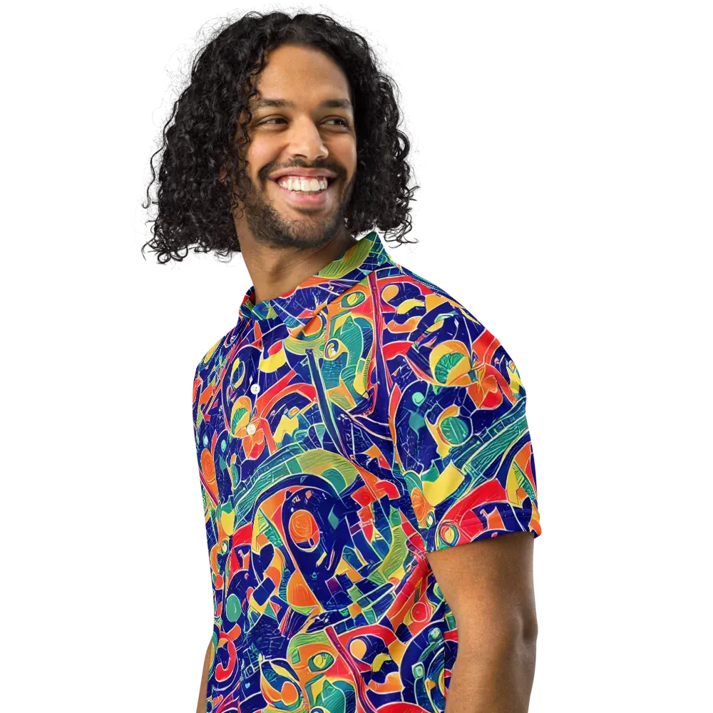 Solar Syntax on Men's Slim Fit Polo Shirt — Left Front
