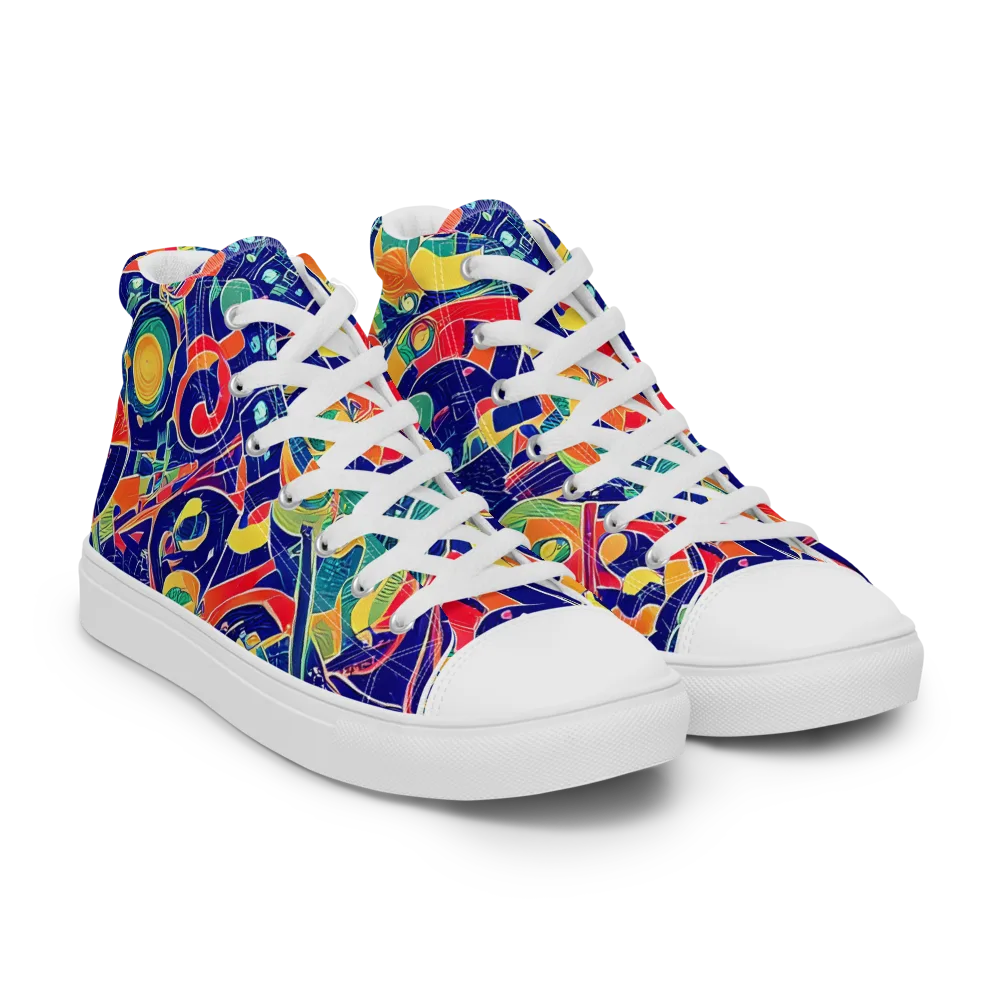Solar Syntax on Men's High Top Canvas Shoes — Right Front