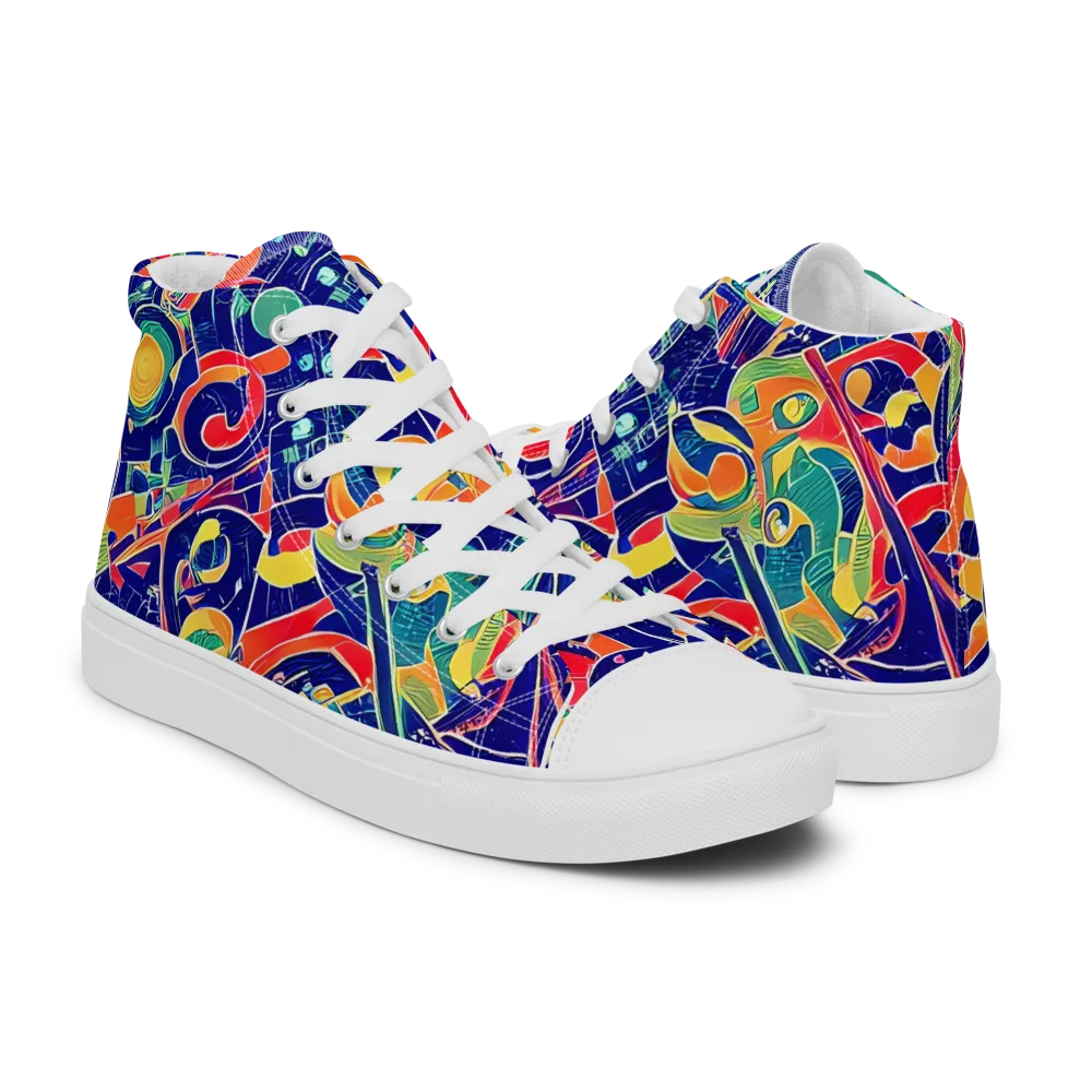 Solar Syntax on Men's High Top Canvas Shoes — Right