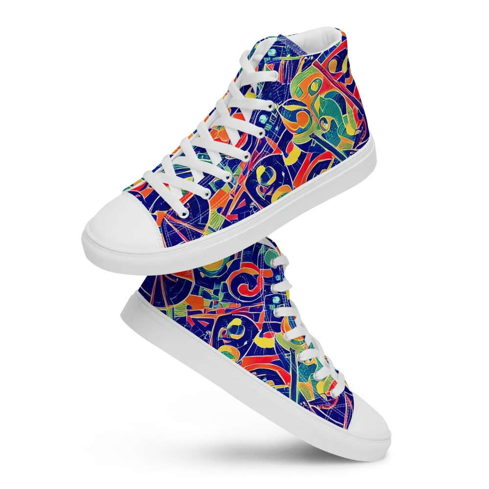 Solar Syntax on Men's High Top Canvas Shoes — Front