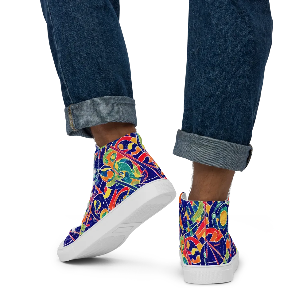 Solar Syntax on Men's High Top Canvas Shoes — Back