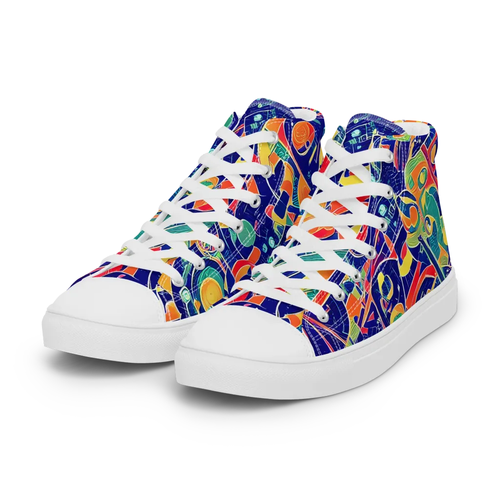 Solar Syntax on Women's High Top Canvas Shoes — Left Front