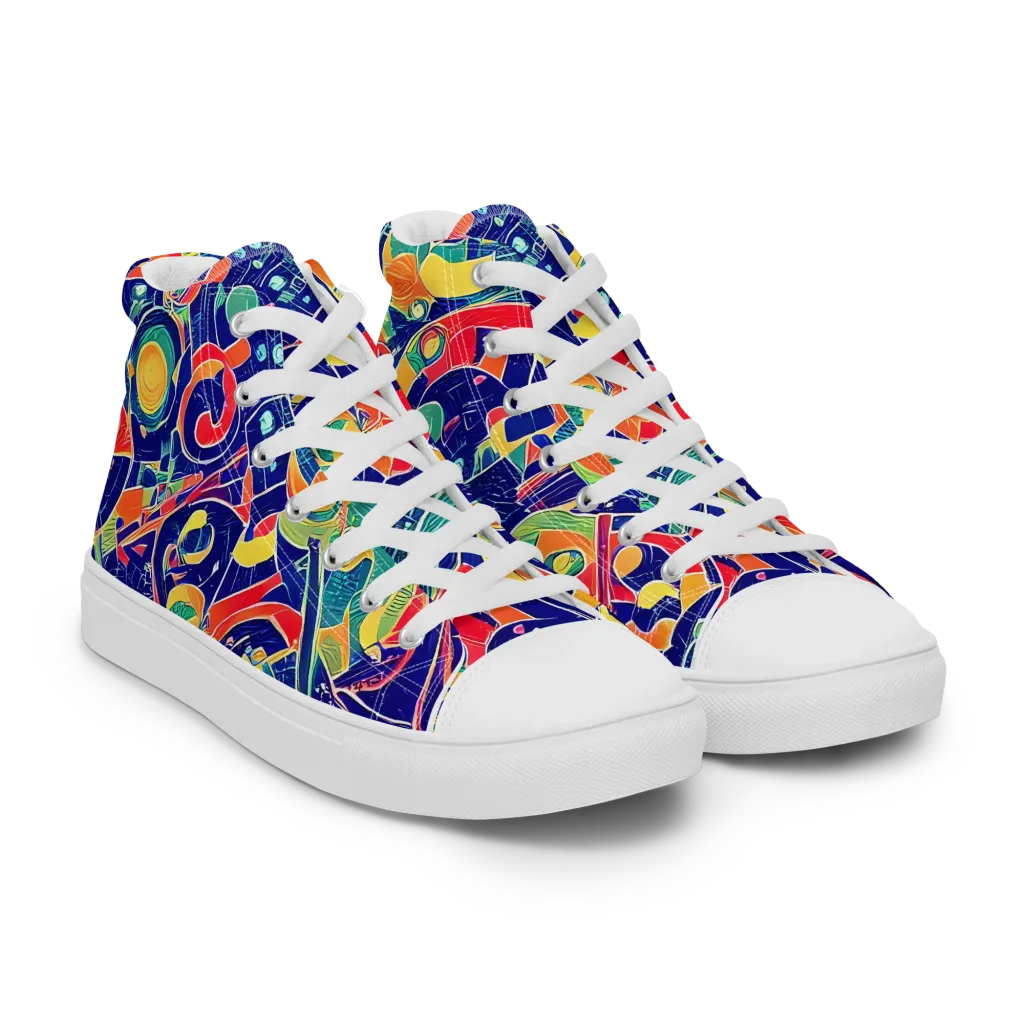 Solar Syntax on Women's High Top Canvas Shoes — Right Front