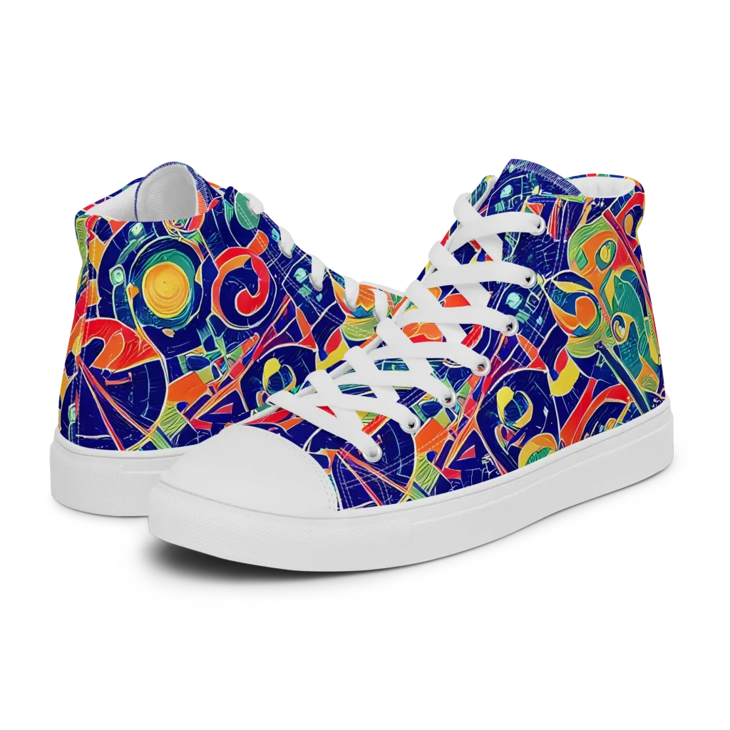 Solar Syntax on Women's High Top Canvas Shoes — Left