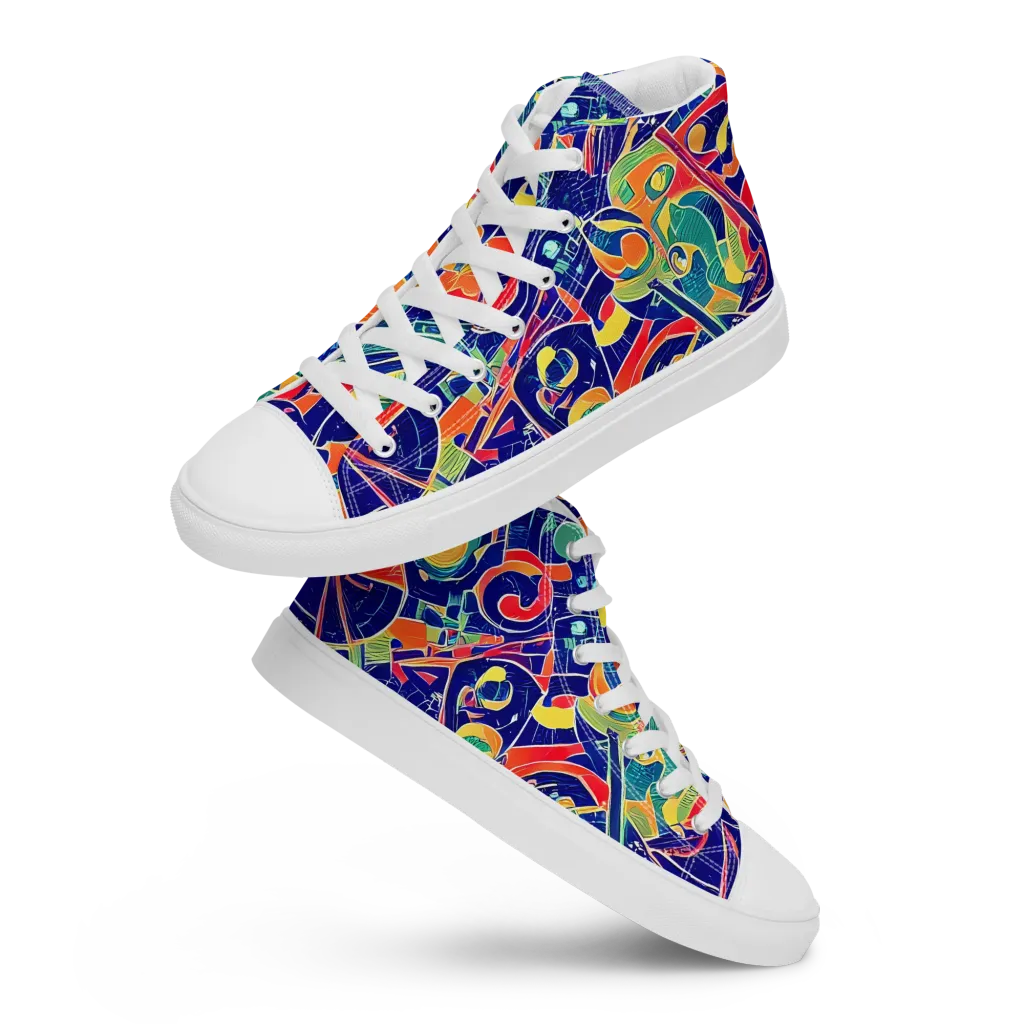 Solar Syntax on Women's High Top Canvas Shoes — Front