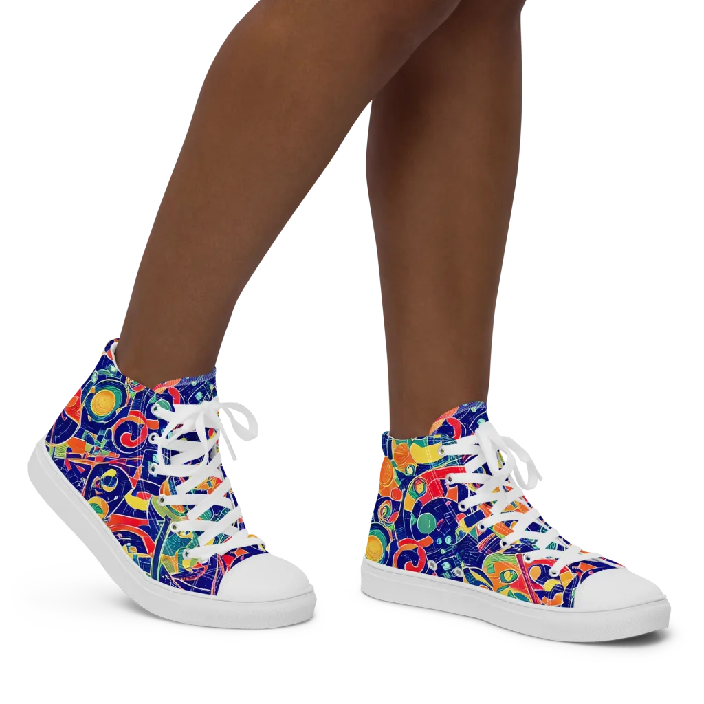 Solar Syntax on Women's High Top Canvas Shoes — Right