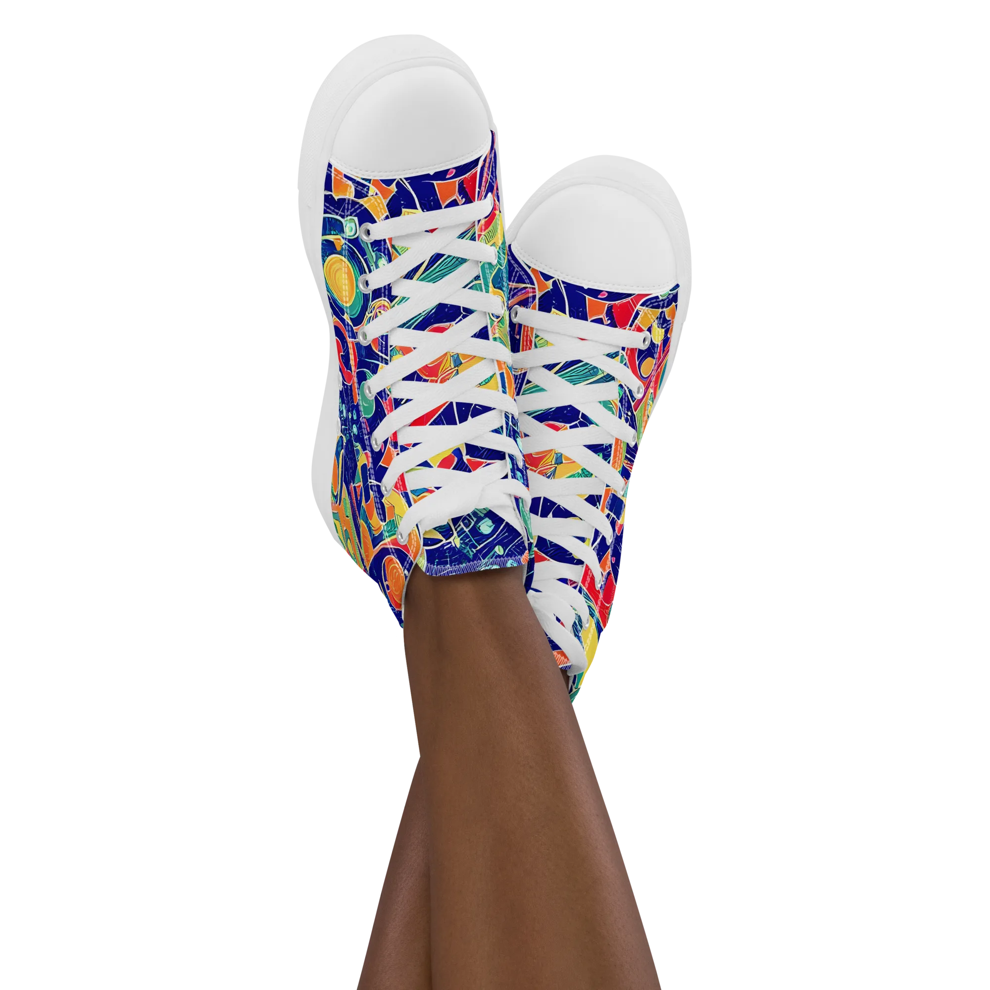 Solar Syntax on Women's High Top Canvas Shoes — Front