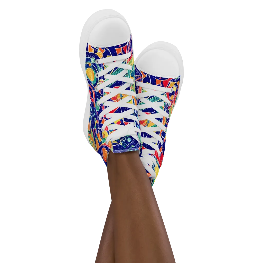 Solar Syntax on Women's High Top Canvas Shoes — Front