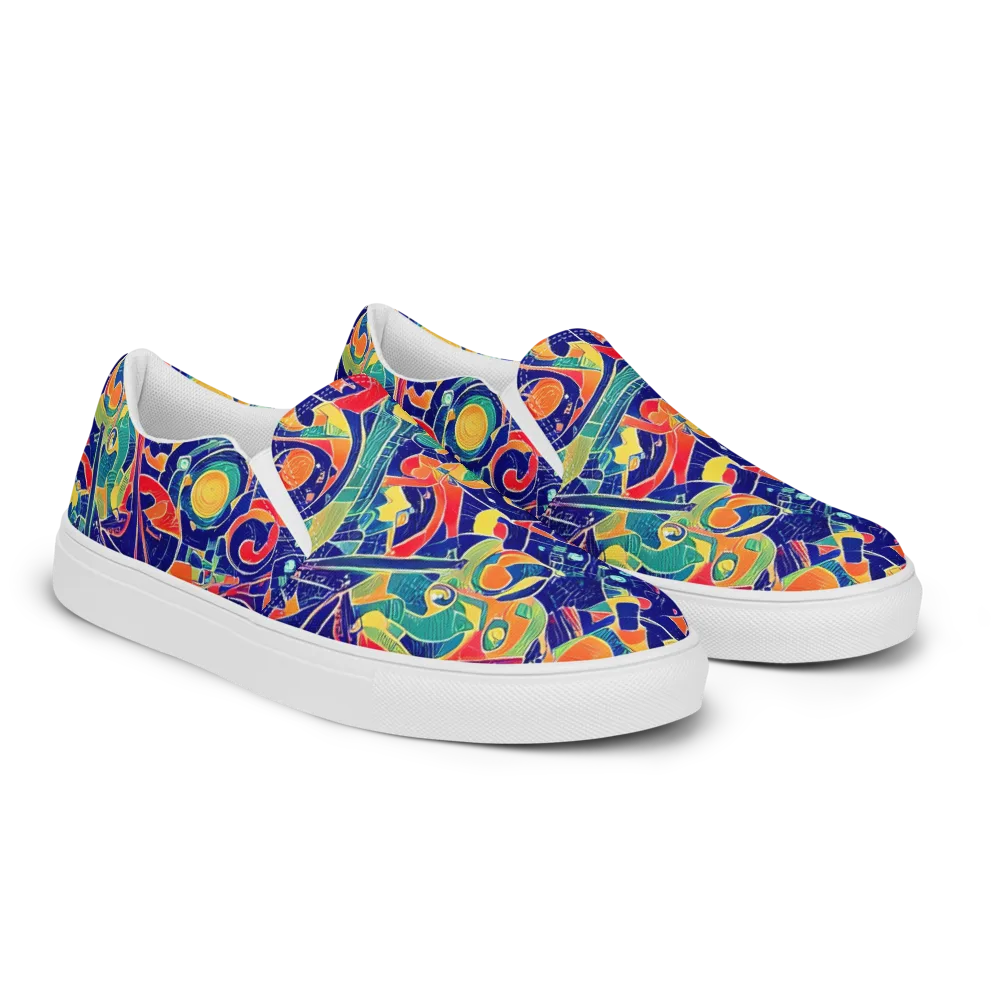 Solar Syntax on Men's Slip-On Canvas Shoes — Right Front