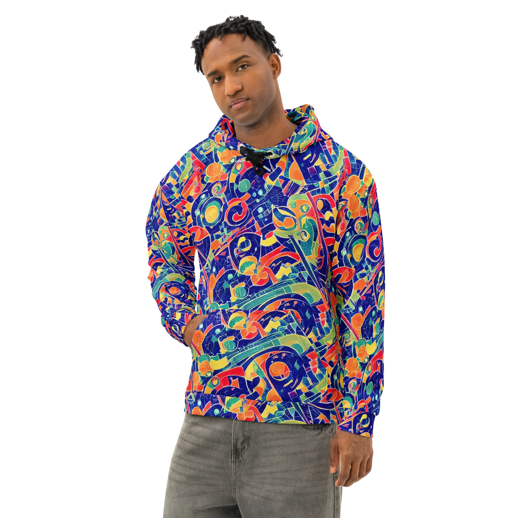 Solar Syntax on Cotton Hoodie — Left Front