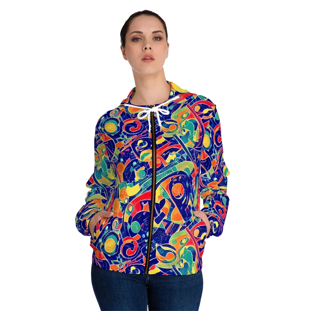 Solar Syntax on Women's Full-Zip Hoodie — Front On Person