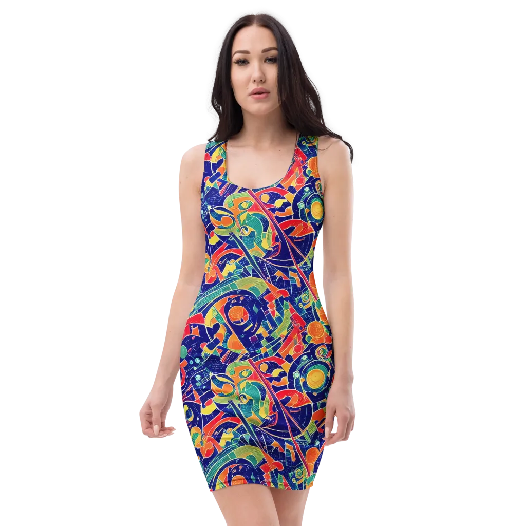 Solar Syntax on Bodycon Dress — Front