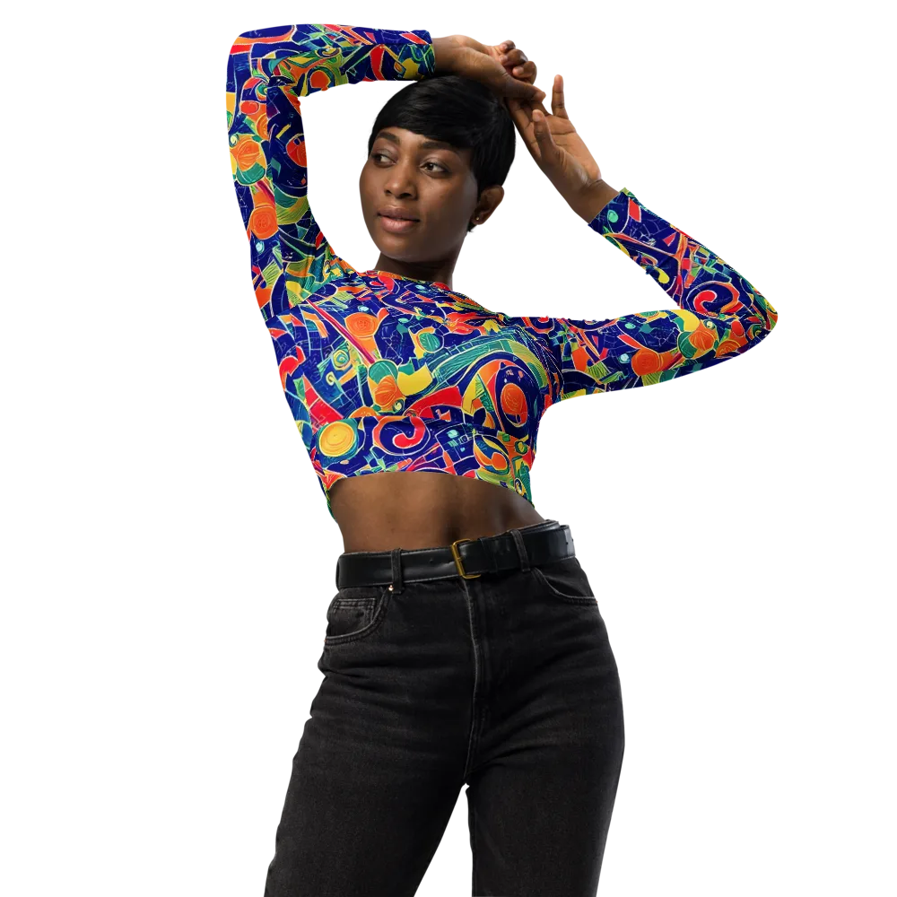 Solar Syntax on Long Sleeve Crop Top — Front