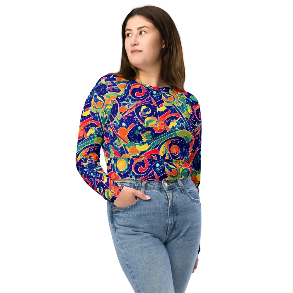 Solar Syntax on Long Sleeve Crop Top — Front