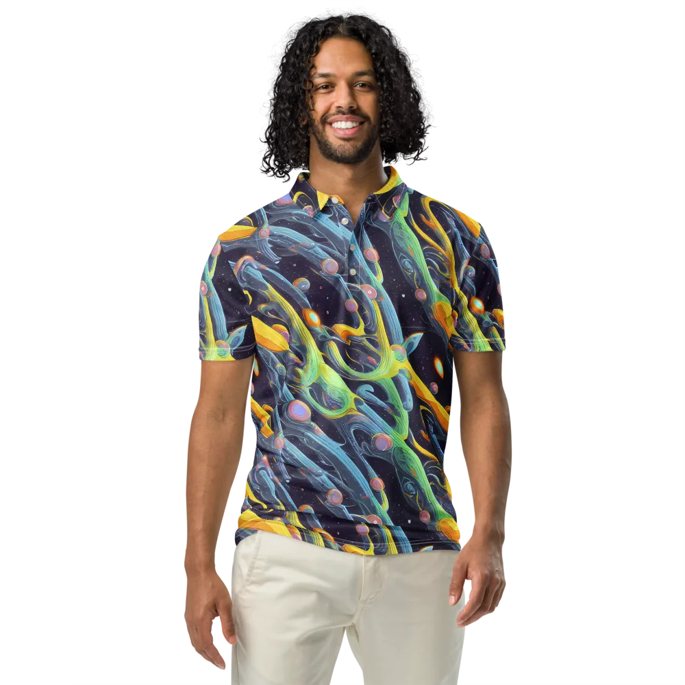 Interstellar Flow on Men's Slim Fit Polo Shirt — Front