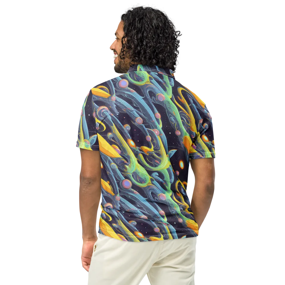 Interstellar Flow on Men's Slim Fit Polo Shirt — Back