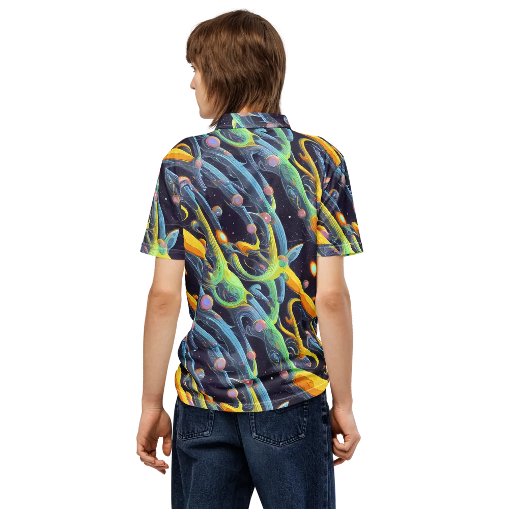 Interstellar Flow on Men's Slim Fit Polo Shirt — Back