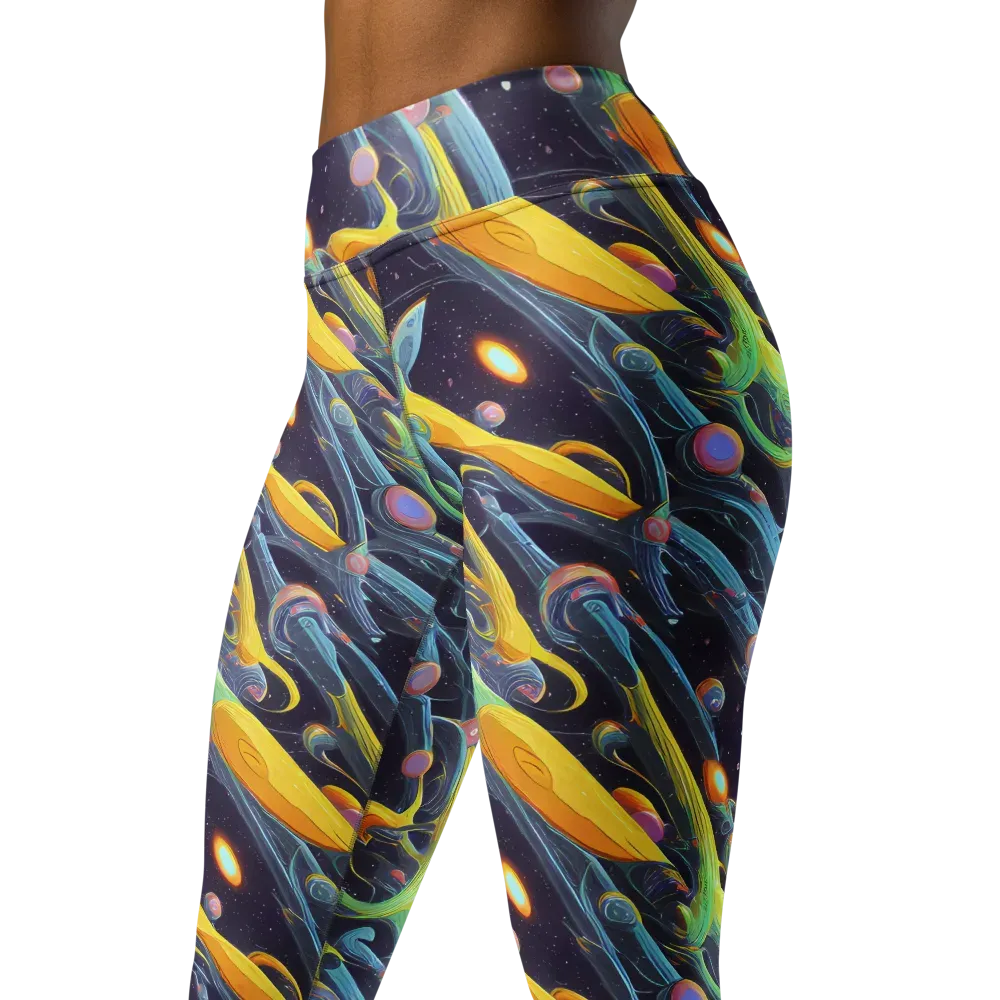 Interstellar Flow on Yoga Leggings — Left Front