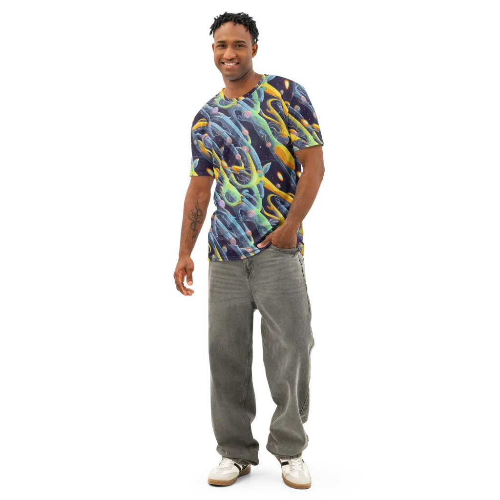 Interstellar Flow on Men's Cotton Crew Neck T-Shirt — Front