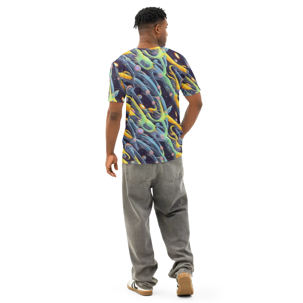 Interstellar Flow on Men's Cotton Crew Neck T-Shirt — Back