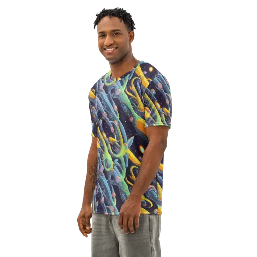 Interstellar Flow on a Men's Cotton Crew Neck T-Shirt