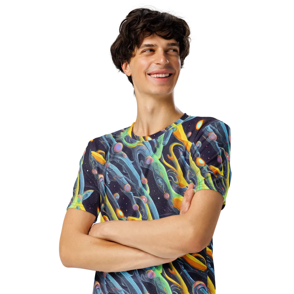 Interstellar Flow on Men's Crew Neck T-Shirt — Left Front