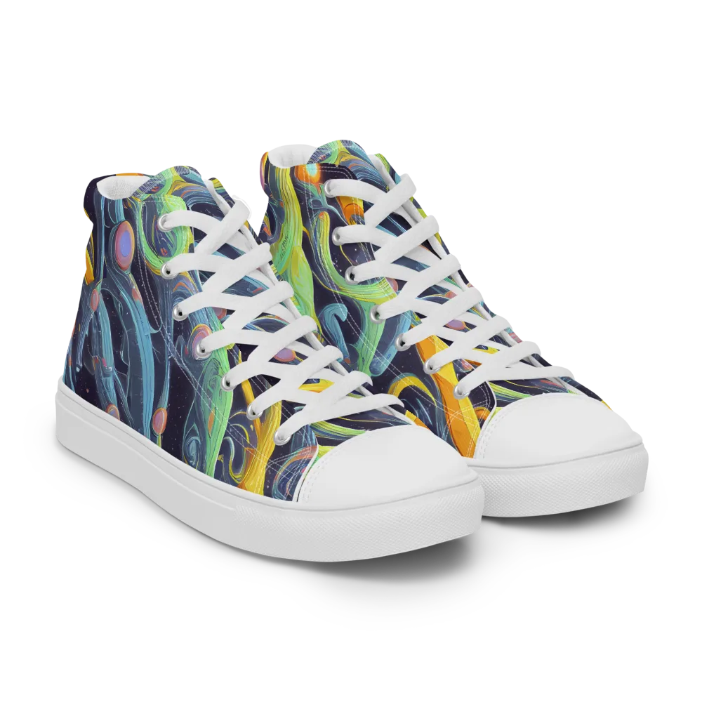 Interstellar Flow on Men's High Top Canvas Shoes — Right Front