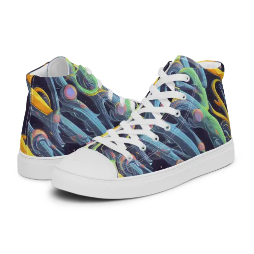Interstellar Flow on a Men's High Top Canvas Shoes