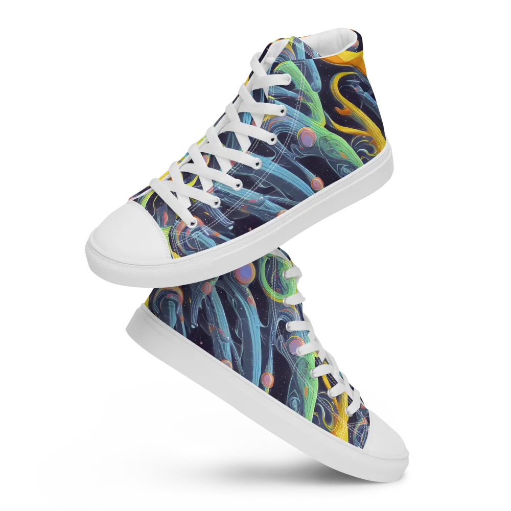 Interstellar Flow on Men's High Top Canvas Shoes — Front