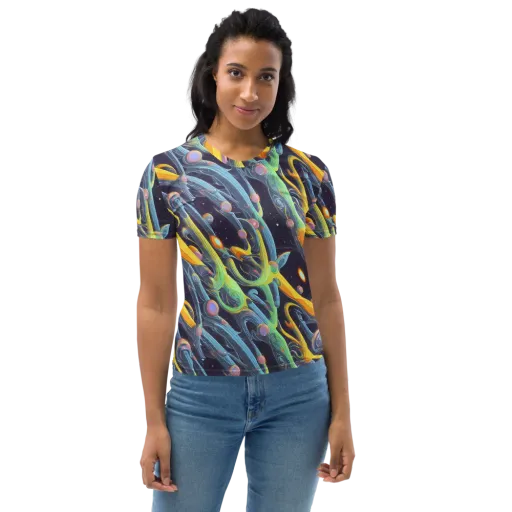 Interstellar Flow on a Women's Crew Neck T-Shirt