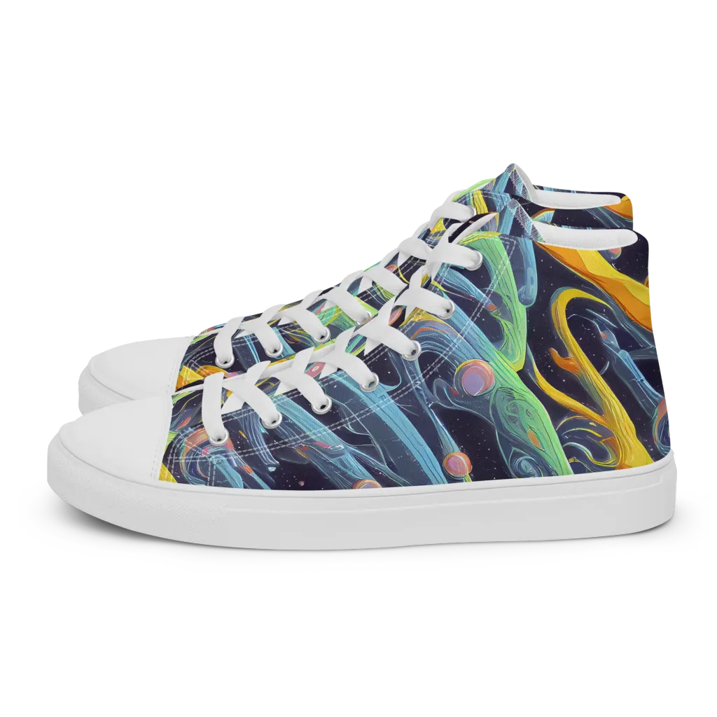 Interstellar Flow on Women's High Top Canvas Shoes — Left