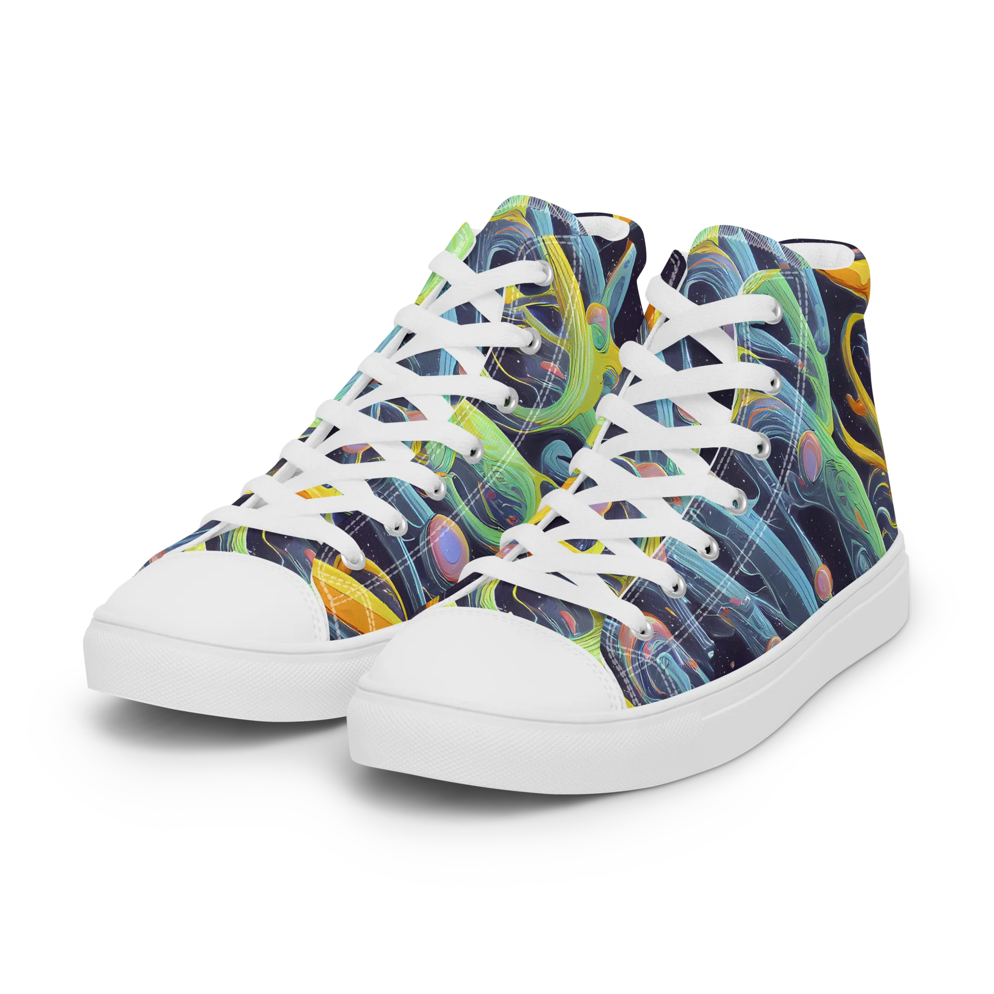 Interstellar Flow on Women's High Top Canvas Shoes — Left Front