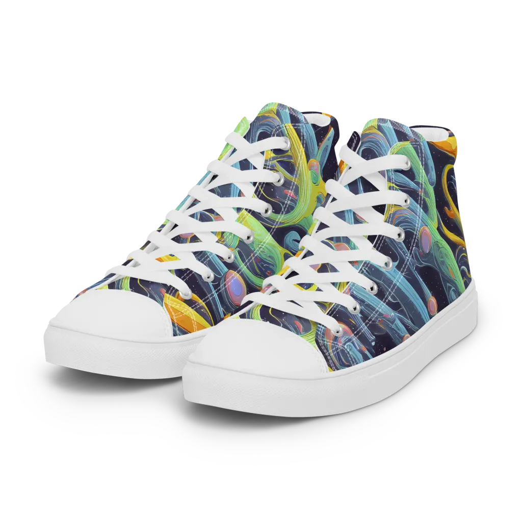 Interstellar Flow on Women's High Top Canvas Shoes — Left Front