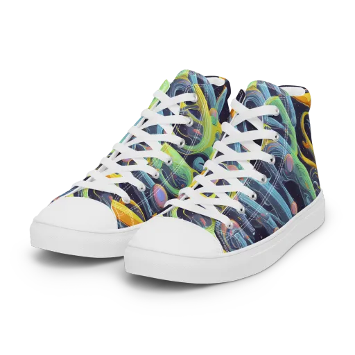 Interstellar Flow on a Women's High Top Canvas Shoes