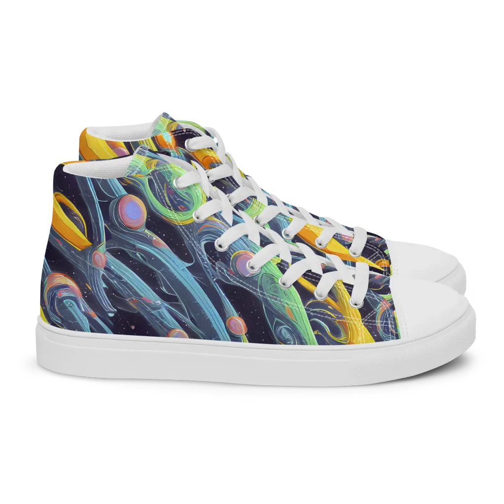 Interstellar Flow on Women's High Top Canvas Shoes — Right