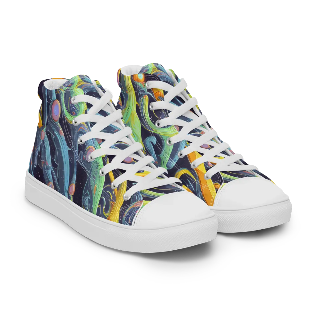 Interstellar Flow on Women's High Top Canvas Shoes — Right Front