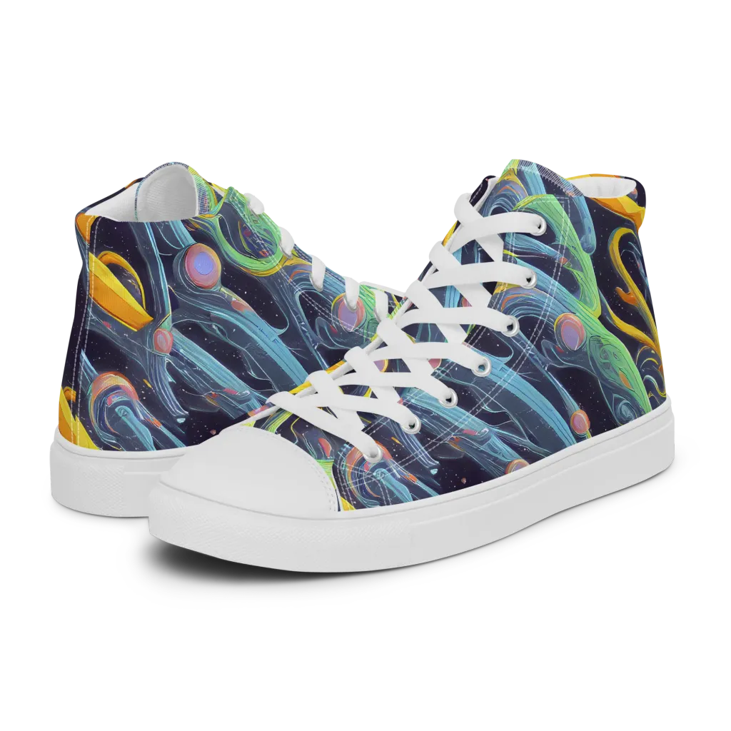 Interstellar Flow on Women's High Top Canvas Shoes — Left