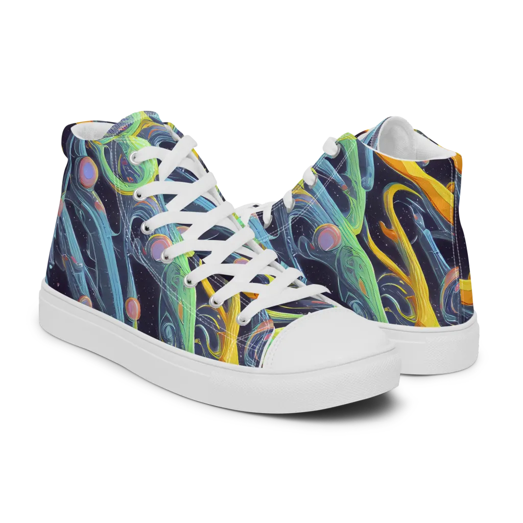 Interstellar Flow on Women's High Top Canvas Shoes — Right