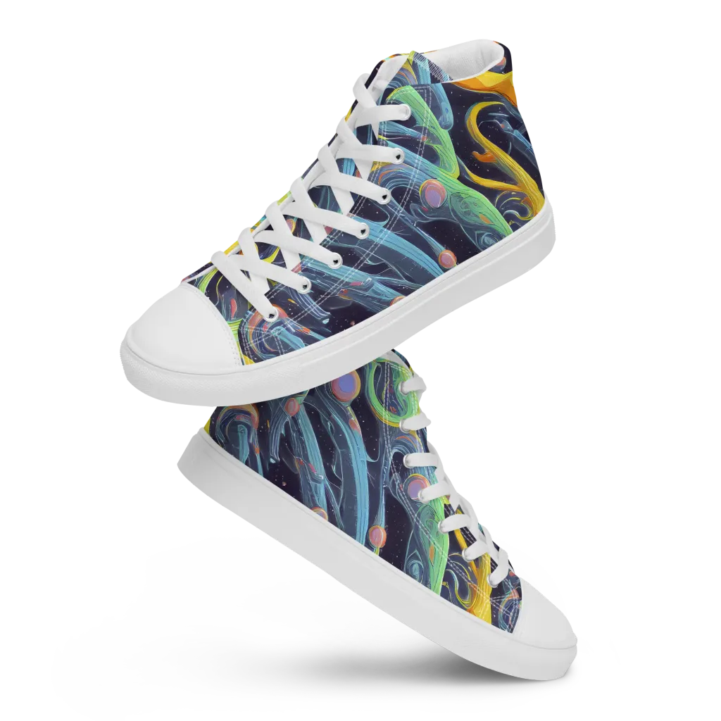 Interstellar Flow on Women's High Top Canvas Shoes — Front
